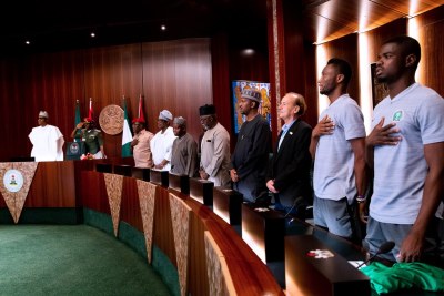President Muhammadu Buhari meets Super Eagles.