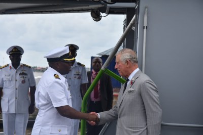 Prince Charles meets Nigerian navy.