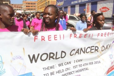 Residents of Eldoret mark World Cancer Day (file photo).