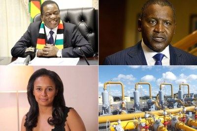 Zimbabwe's President Emmerson Mnangagwa, Africa's richest man Aliko Dangote, Africa's former richest woman, Isabel dos Santos of Angola, natural gas field