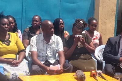 Ivy Wangechi's family address at their home in Thika on April 14, 2019. The medical student will be buried on April 18.