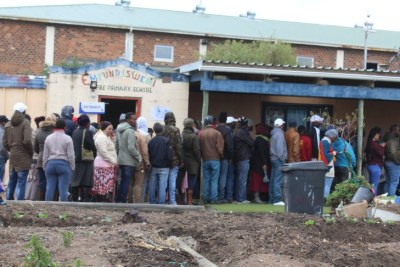 The voting booth in the Lwandle community hall in Strand could not be used because people who have lost their homes are sleeping there. Instead people had to vote at this pre-primary school. (Photo: Velani Ludidi)