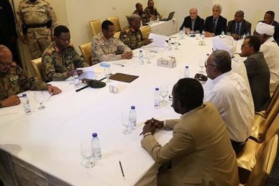 Negotiations between the Transitional Military Council and the Alliance for Freedom and Changein Khartoum on July 4, 2019.