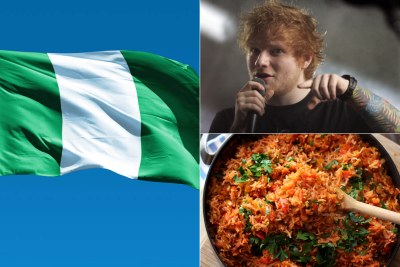Ed Sheeran has his sights set on Nigeria and jollof rice.