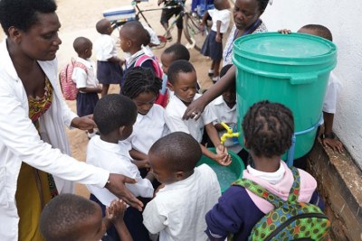 Rwandan schools have implemented hand washing campaign to stave off Ebola threat.