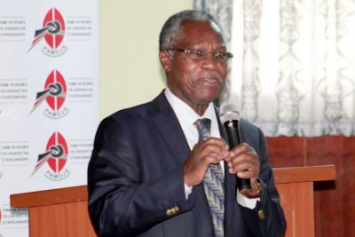The Rev. Samuel Kobia, who chairs the National Cohesion and Integration Commission, addesses an NCIC session in Narok.