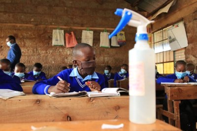 Grade Four pupils in class at Nyamachaki Primary School in Nyeri on October 12, 2020.