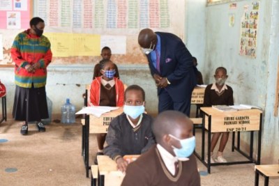 Education CS George Magoha at Uhuru Gardens Primary School in Nairobi on October 29, 2020.