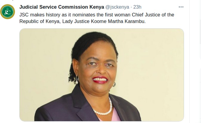 Kenya: Martha Koome Nominated First Woman Chief Justice