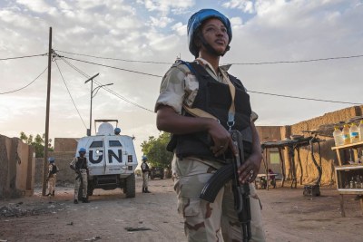 A UN peacekeeper on patrol in Gao, Mali (file photo).