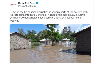 Heavy rainfall is causing disruption in various parts of the county, with rivers feeding into Lake Victoria at higher levels than usual.