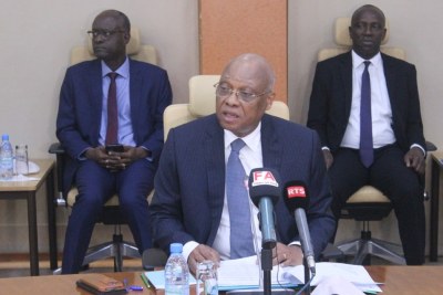 Jean-Claude Kassi Brou, Gouverneur de la de la Banque Centrale des États de l'Afrique de l'Ouest (Bceao) lors de la réunion ordinaire du Comité de Politique Monétaire, le mercredi 06 septembre 2023 à Dakar