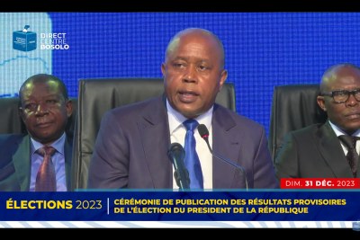 Denis Kadima, president of the national election commission in the Democratic Republic of the Congo (CENI) announcing results of the elections on December 31, 2023.